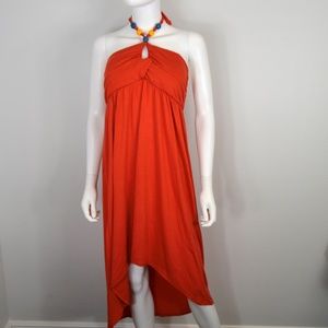Orange Halter Hi-Lo Dress